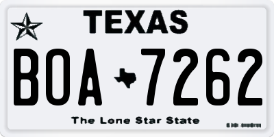 TX license plate BOA7262