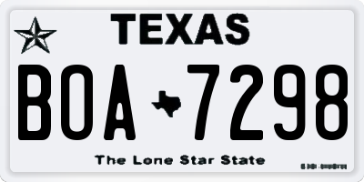 TX license plate BOA7298