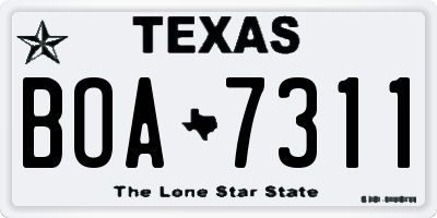 TX license plate BOA7311