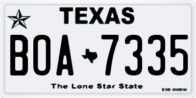 TX license plate BOA7335