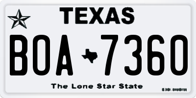 TX license plate BOA7360