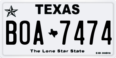 TX license plate BOA7474