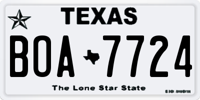 TX license plate BOA7724