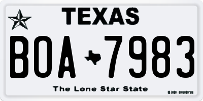 TX license plate BOA7983