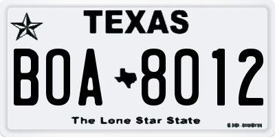 TX license plate BOA8012