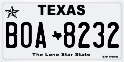 TX license plate BOA8232