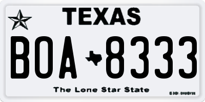 TX license plate BOA8333