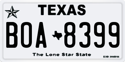TX license plate BOA8399