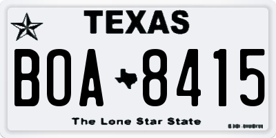 TX license plate BOA8415