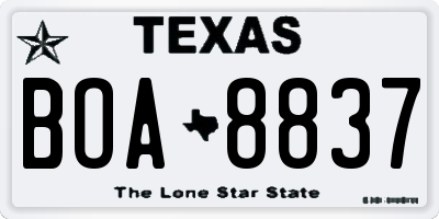 TX license plate BOA8837