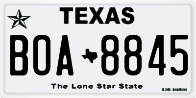 TX license plate BOA8845