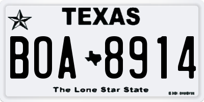 TX license plate BOA8914
