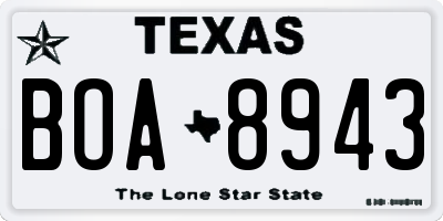 TX license plate BOA8943