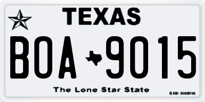 TX license plate BOA9015