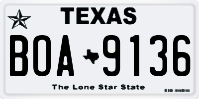 TX license plate BOA9136