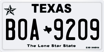 TX license plate BOA9209
