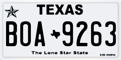 TX license plate BOA9263