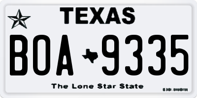 TX license plate BOA9335