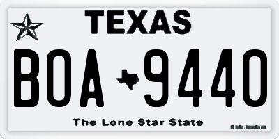 TX license plate BOA9440