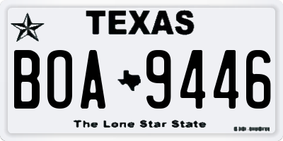 TX license plate BOA9446