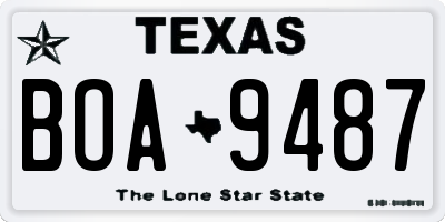 TX license plate BOA9487