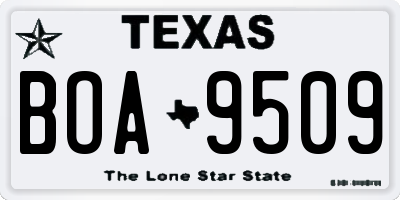 TX license plate BOA9509