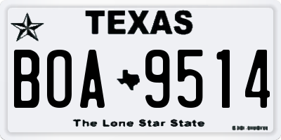 TX license plate BOA9514