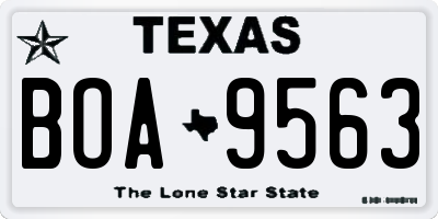 TX license plate BOA9563