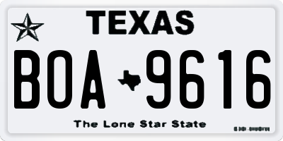 TX license plate BOA9616
