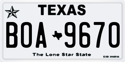 TX license plate BOA9670