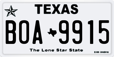 TX license plate BOA9915