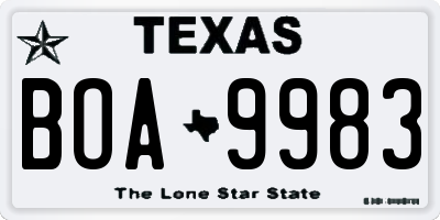 TX license plate BOA9983