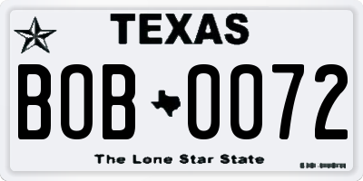 TX license plate BOB0072