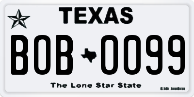 TX license plate BOB0099