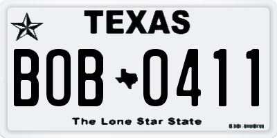 TX license plate BOB0411