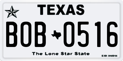 TX license plate BOB0516