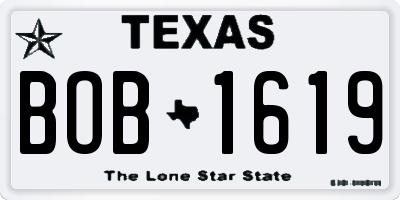 TX license plate BOB1619
