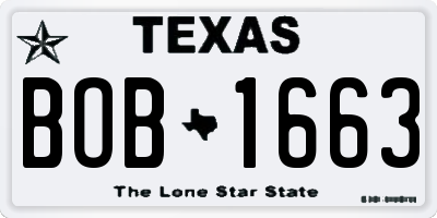 TX license plate BOB1663
