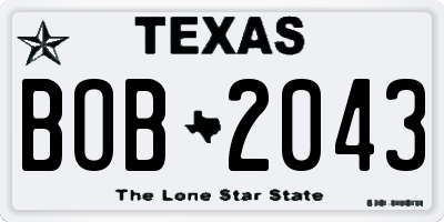 TX license plate BOB2043