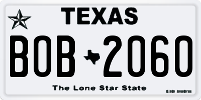 TX license plate BOB2060