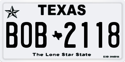 TX license plate BOB2118