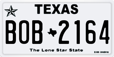 TX license plate BOB2164