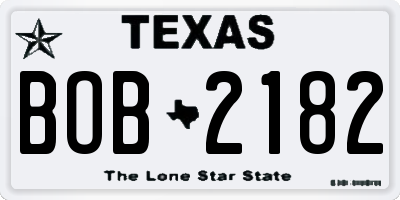 TX license plate BOB2182