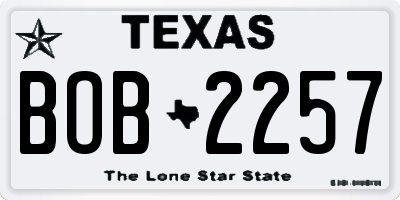 TX license plate BOB2257