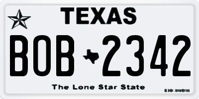 TX license plate BOB2342