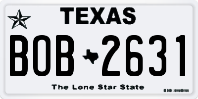 TX license plate BOB2631