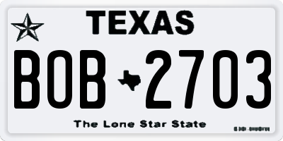 TX license plate BOB2703