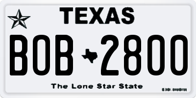 TX license plate BOB2800