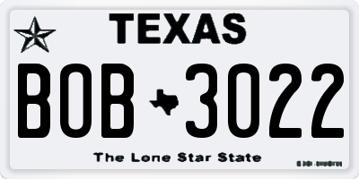 TX license plate BOB3022