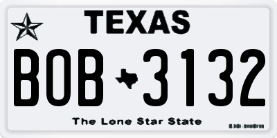 TX license plate BOB3132